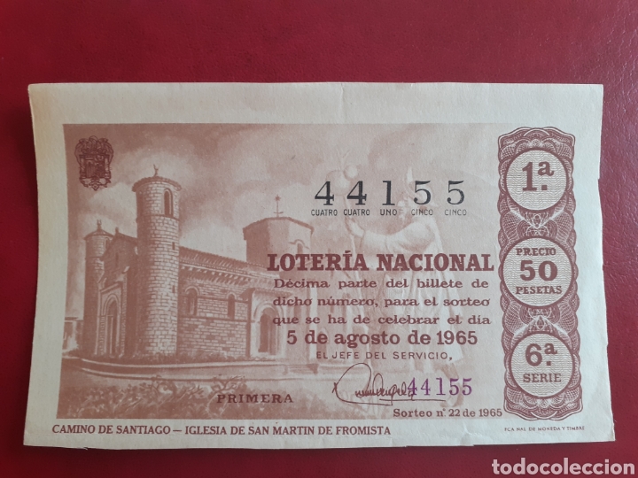 Loter&iacute;a Nacional: Loter&iacute;a Nacional 5 agosto 1965 sorteo 22