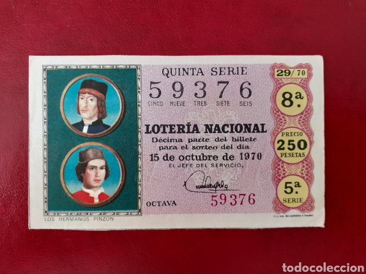 Nationale spanische Lotterie: Loter&iacute;a Nacional 1970 sorteo 29 administraci&oacute;n 15 Valencia