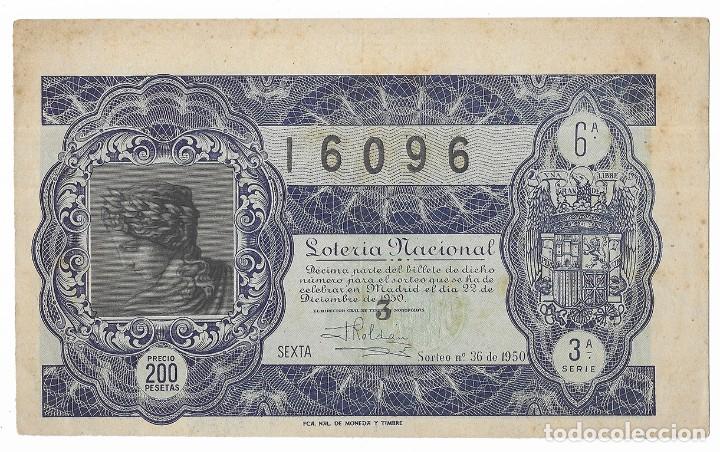 Loterie Nationale: Loteria. decimo del N&ordm; 16096 del Sorteo de Navidad 1950