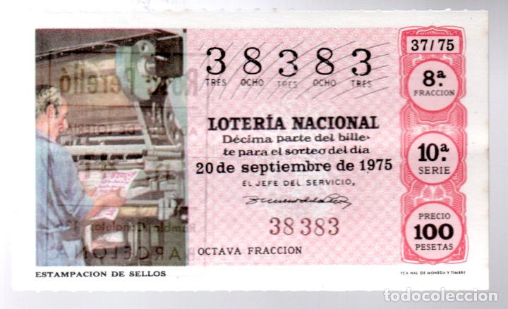 National Spanish Lottery: LOTER&Iacute;A NACIONAL - 20 DE SEPTIEMBRE DE 1975 - SORTEO 37 - N&Uacute;MERO CAPIC&Uacute;A -