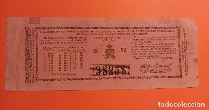 National Spanish Lottery: RIFA LOTERIA PARA LA REPOSICION EMPEDRADOS DE BARCELONA DE 1870
