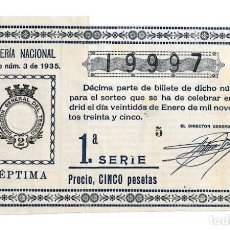 Lotería Nacional: LOTERÍA NACIONAL - 3 DE 1935 - 19997. Lote 340995098