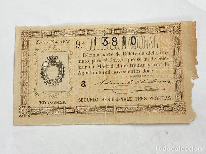 Loter&iacute;a Nacional: decimo de loteria sorteo 23 de 1912