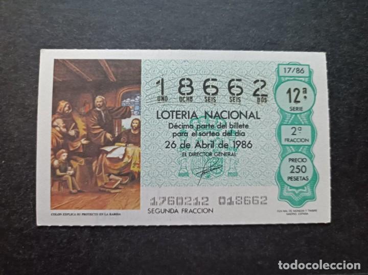 Loter&iacute;a Nacional: L. Nacional 26 Abril e 1986. n&ordm; 88176. Administraci&oacute;n Loter&iacute;a n&ordm; 96. Juan Ramon Jimenez. Madrid.
