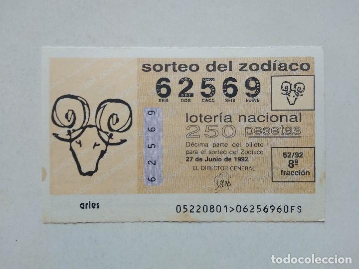 National Spanish Lottery: DECIMO DE LOTERIA NACIONAL A&Ntilde;O 1992 SORTEO DEL ZODIACO N&ordm; 52 ARIES