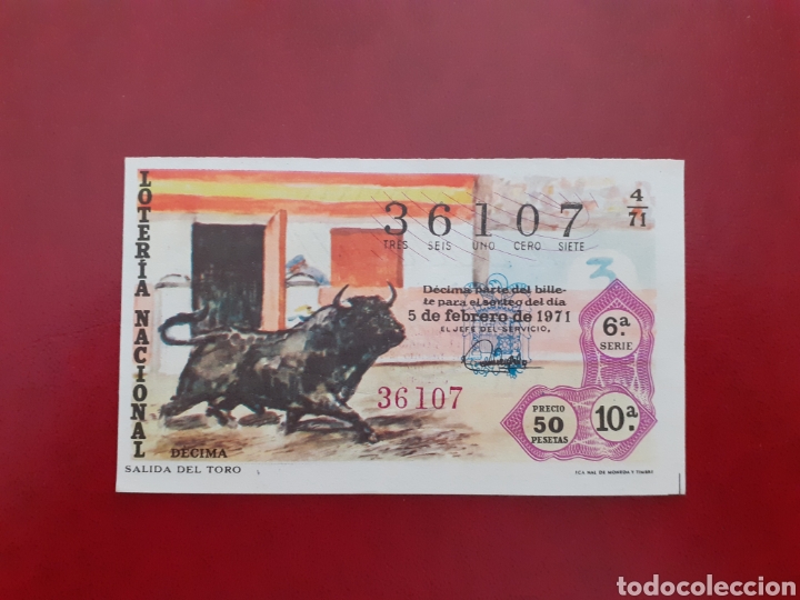 National Spanish Lottery: Loter&iacute;a 36107 sorteo 4 de 1971 administraci&oacute;n 14 Valencia