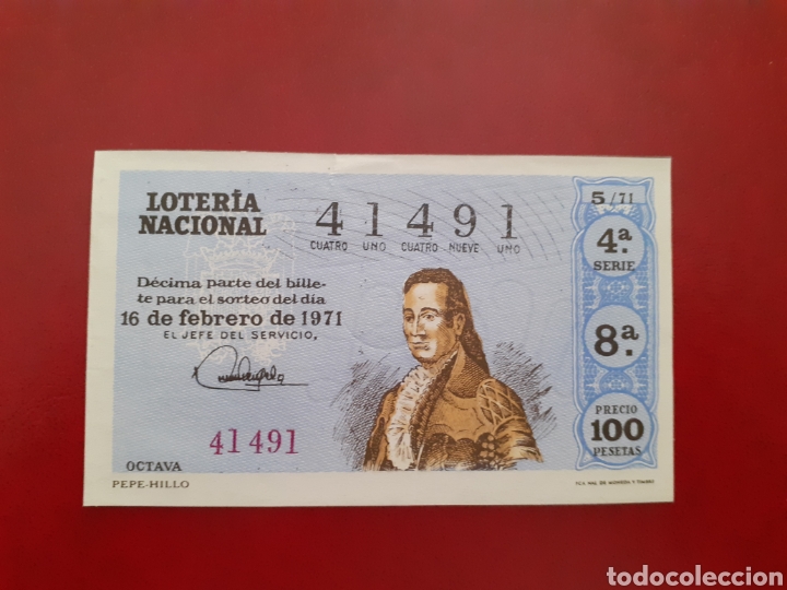 National Spanish Lottery: Loter&iacute;a 41491 sorteo 5 de 1971 administraci&oacute;n 12 Valencia