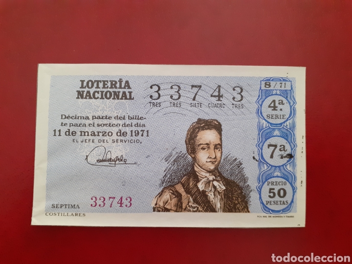 National Spanish Lottery: Loter&iacute;a 33743 sorteo 8 de 1971 administraci&oacute;n 11 Valencia