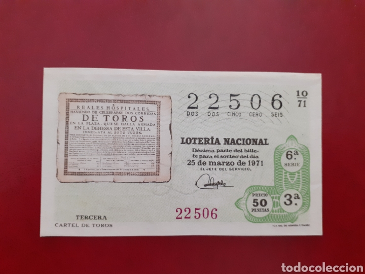National Spanish Lottery: Loter&iacute;a 22506 sorteo 10 de 1971 administraci&oacute;n 13 Valencia