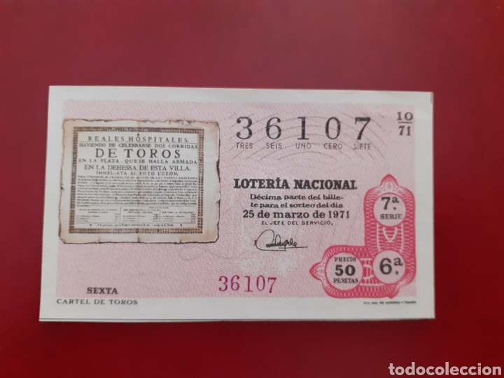 National Spanish Lottery: Loter&iacute;a 36107 sorteo 10 de 1971 administraci&oacute;n 14 Valencia
