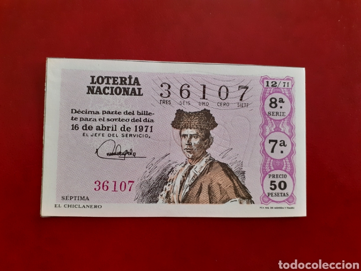 National Spanish Lottery: Loter&iacute;a 36107 sorteo 12 de 1971 administraci&oacute;n 14 Valencia
