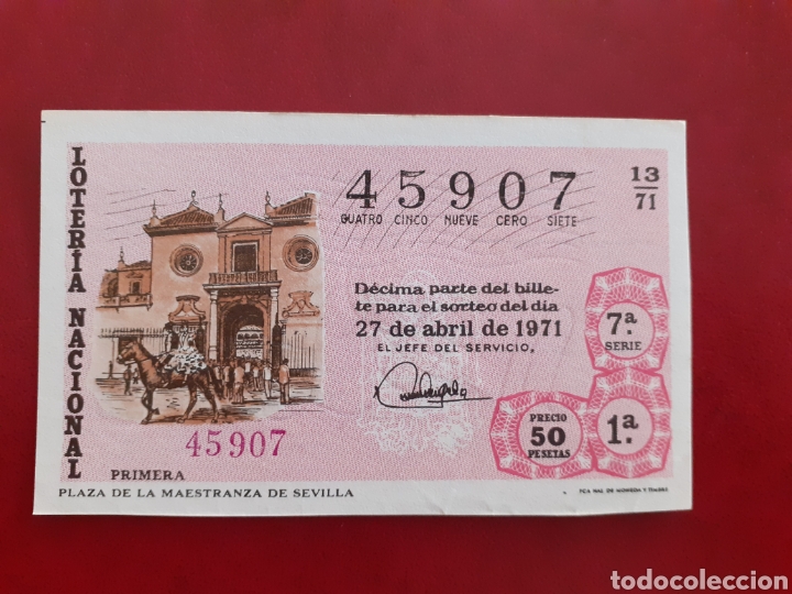 National Spanish Lottery: Loter&iacute;a 45907 sorteo 13 de 1971 administraci&oacute;n 2 Sabadell