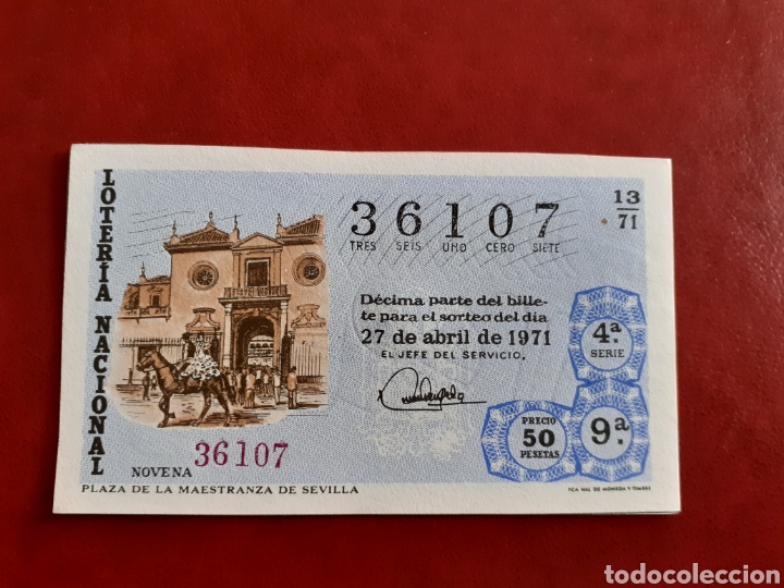 National Spanish Lottery: Loter&iacute;a 36107 sorteo 13 de 1971 administraci&oacute;n 14 Valencia