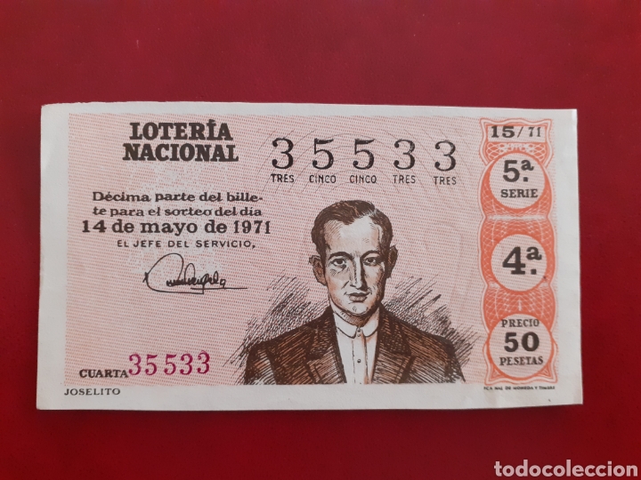 National Spanish Lottery: Loter&iacute;a 35533 sorteo 15 de 1971 administraci&oacute;n 10 Valencia