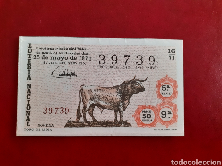 National Spanish Lottery: Loter&iacute;a 39739 sorteo 16 de 1971 administraci&oacute;n 19 Valencia