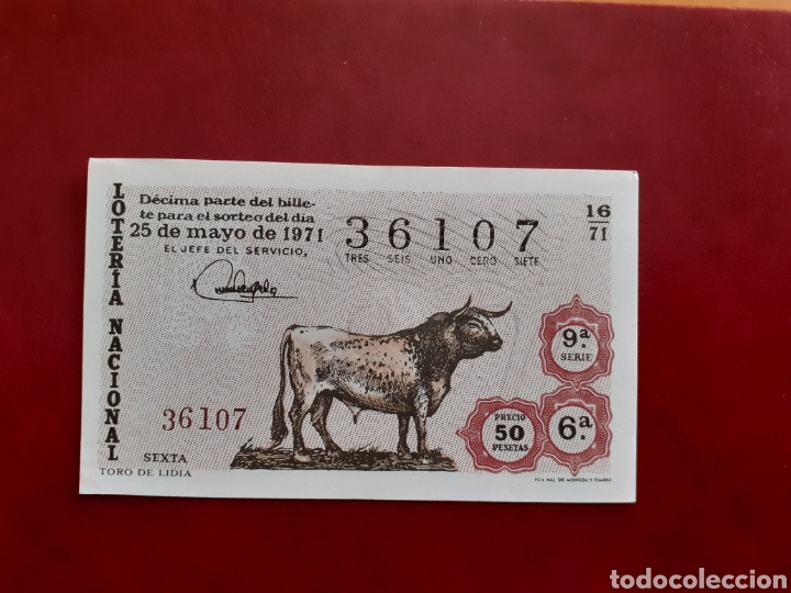 National Spanish Lottery: Loter&iacute;a 36107 sorteo 16 de 1971 administraci&oacute;n 14 Valencia