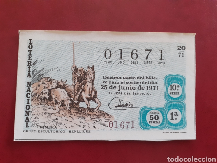 Loter&iacute;a nacional: Loter&iacute;a 01671 sorteo 20 de 1971 administraci&oacute;n 48 Barcelona