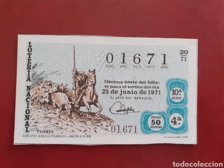 Loter&iacute;a nacional: Loter&iacute;a 01671 sorteo 20 de 1971 administraci&oacute;n 48 Barcelona