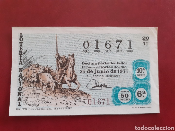 Loter&iacute;a nacional: Loter&iacute;a 01671 sorteo 20 de 1971 administraci&oacute;n 48 Barcelona