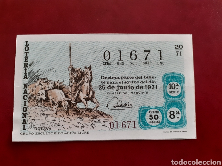 Loter&iacute;a nacional: Loter&iacute;a 01671 sorteo 20 de 1971 administraci&oacute;n 48 Barcelona