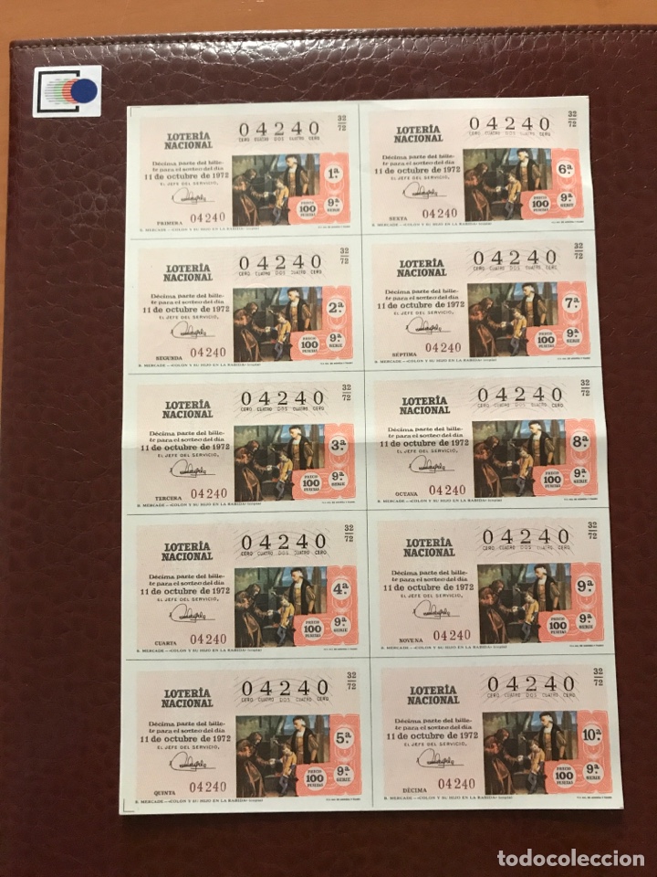 National Spanish Lottery: Loteria A&ntilde;o 1972 sorteo 32 Numero Capic&uacute;a billete completo