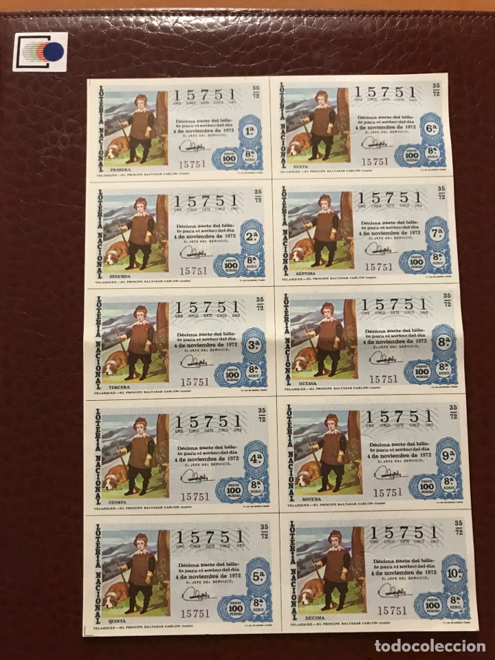 National Spanish Lottery: Loteria A&ntilde;o 1972 sorteo 35 Capic&uacute;a billete completo