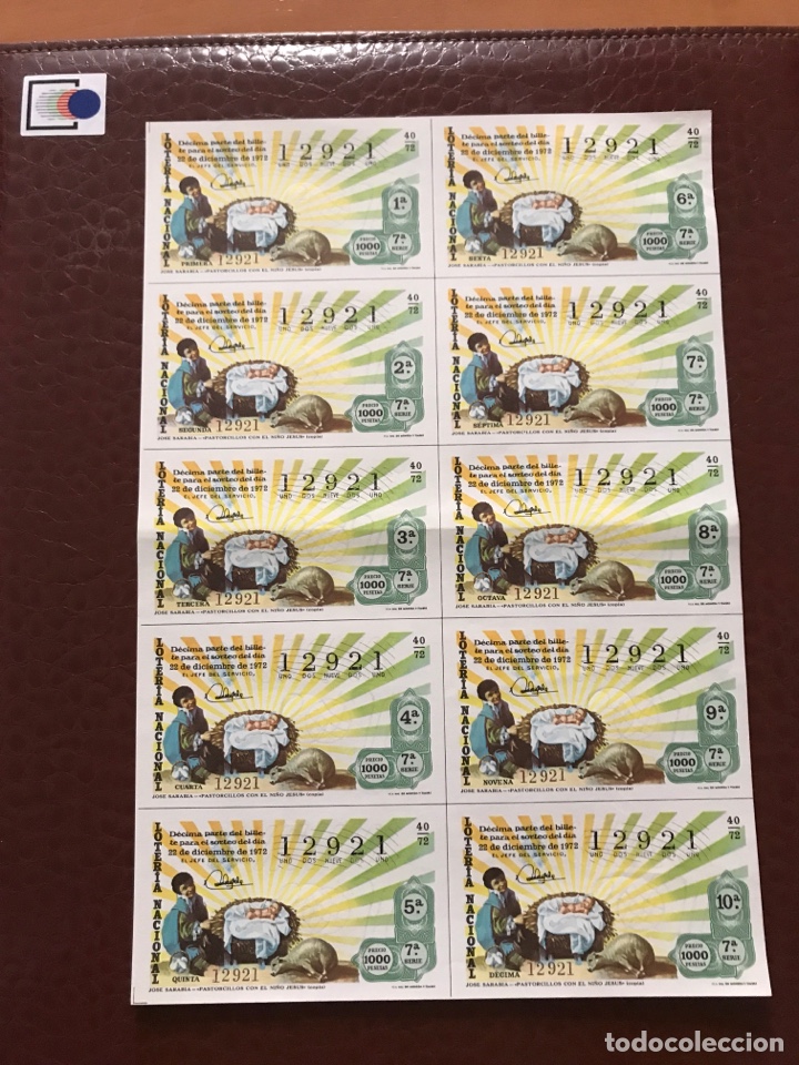 National Spanish Lottery: Loteria A&ntilde;o 1972 sorteo 40 Capic&uacute;a billete completo