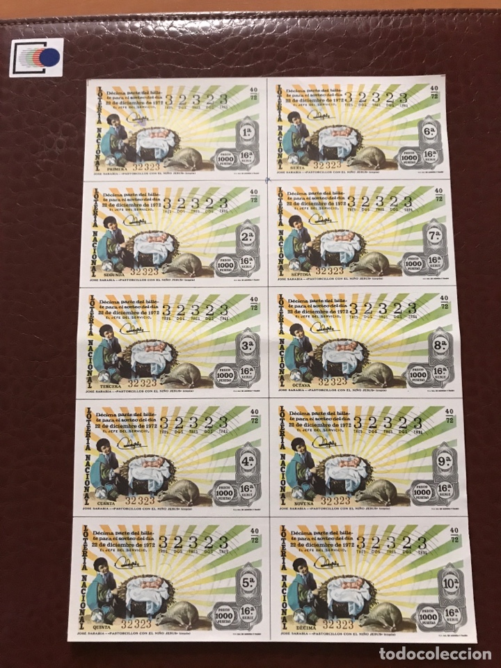 National Spanish Lottery: Loteria A&ntilde;o 1972 sorteo 40 Capic&uacute;a billete completo