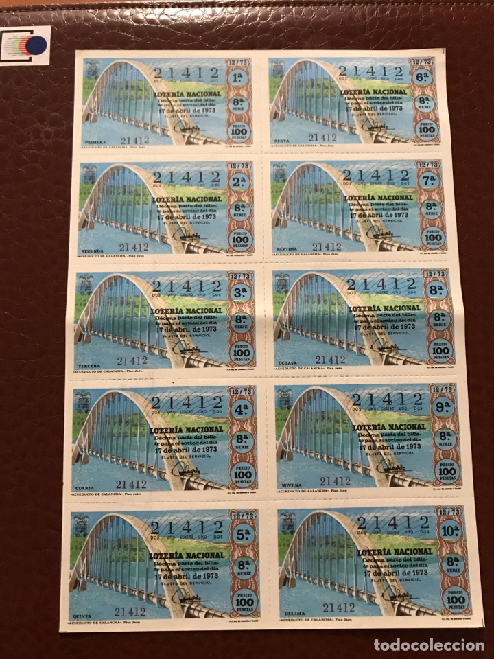 Loterie Nationale: Loteria A&ntilde;o 1973 sorteo 12 Capic&uacute;a billete completo