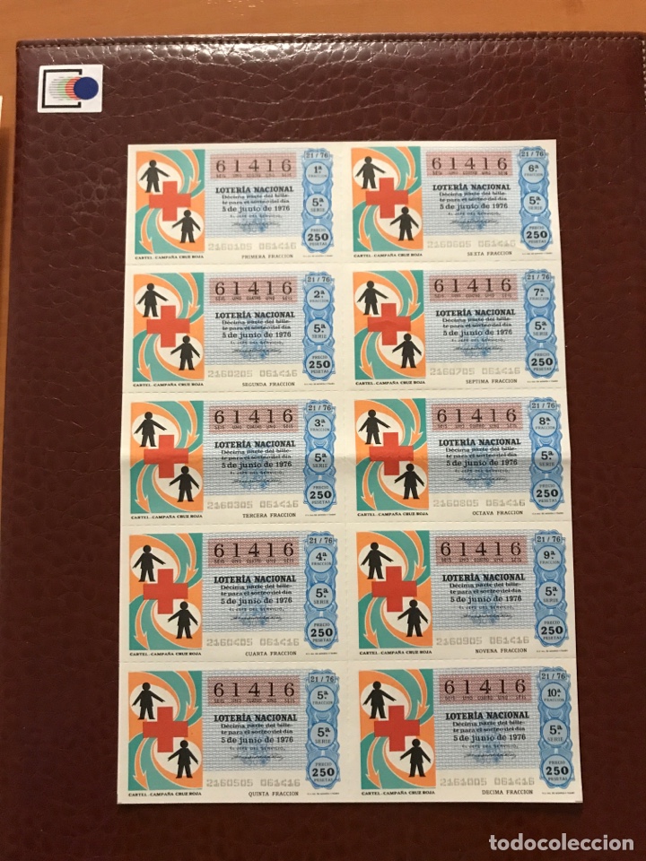 National Spanish Lottery: Loteria A&ntilde;o 1976 sorteo 21 Capic&uacute;a billete completo
