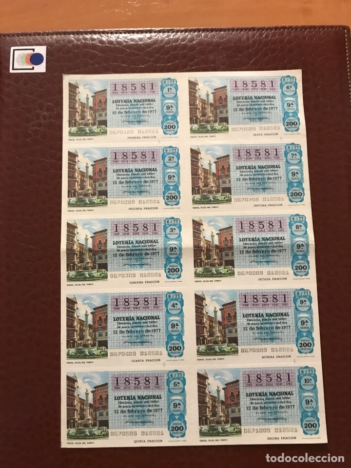 National Spanish Lottery: Loteria A&ntilde;o 1977 sorteo 6 Capic&uacute;a billete completo
