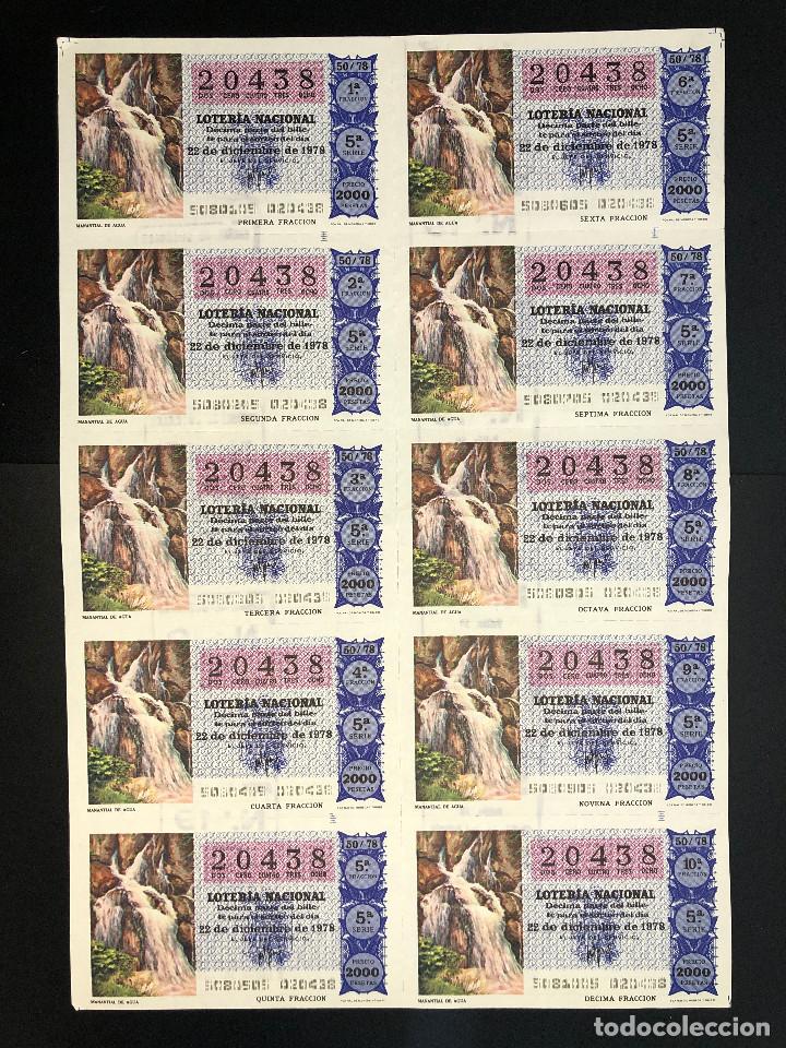 Nationale spanische Lotterie: HOJA COMPLETA LOTERIA NACIONAL 10 D&Eacute;CIMOS (MANANTIAL DE AGUA) 22/12/1978