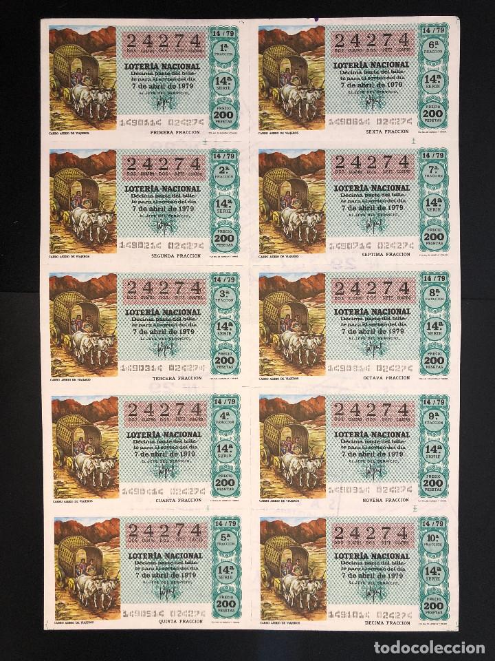 Nationale spanische Lotterie: HOJA COMPLETA LOTERIA NACIONAL 10 D&Eacute;CIMOS (CARRO ASIRIO DE VIAJEROS) 7/04/1979
