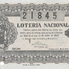 Lotería Nacional: LOTERÍA NACIONAL. SORTEO 20 DE 1949