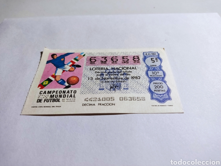 Loter&iacute;a nacional: Loter&iacute;a Nacional 1982 cartel Copa mundial 1934 Italia