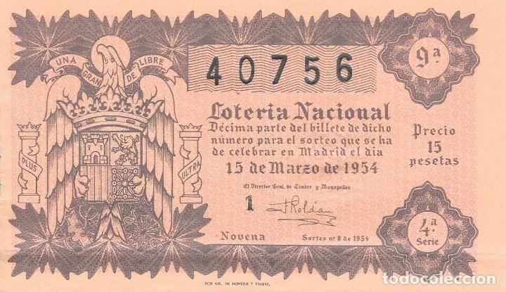 National Spanish Lottery: LOTER&Iacute;A NACIONAL. SORTEO 8 DE 1954