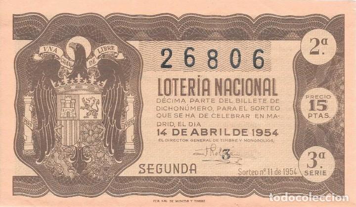 National Spanish Lottery: LOTER&Iacute;A NACIONAL. SORTEO 11 DE 1954