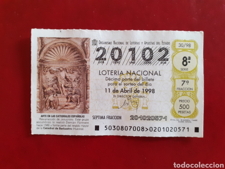 Nationale spanische Lotterie: Loter&iacute;a capicua 20102 sorteo 30 de 1998