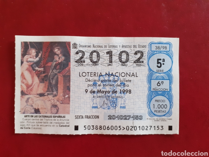 Nationale spanische Lotterie: Loter&iacute;a capicua 20102 sorteo 38 de 1998