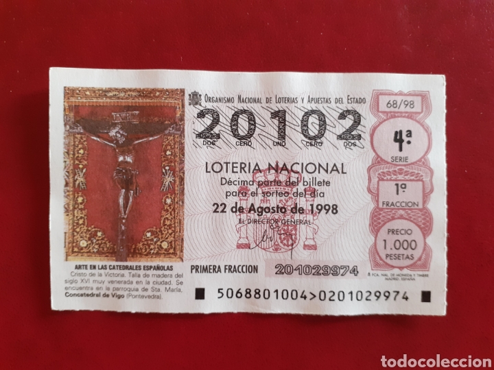 Nationale spanische Lotterie: Loter&iacute;a capicua 20102 sorteo 68 de 1998