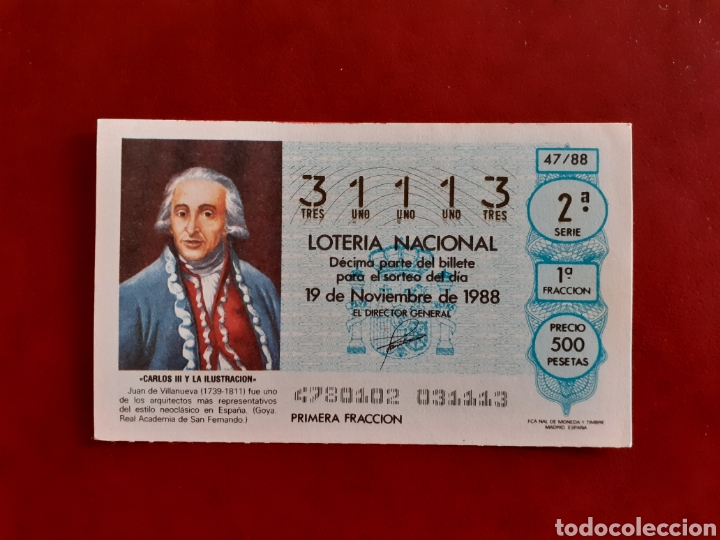 National Spanish Lottery: Loter&iacute;a capicua 31113 sorteo 47 de 1988