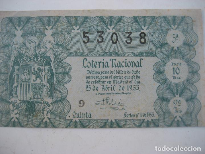 Lotaria Nacional: Loteria Nacional 1953. Sorteo 12 N&ordm; 53038. 1 d&eacute;cimo