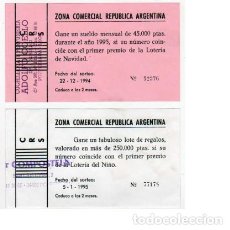 Lotería Nacional: 2 RIFAS ZONA COMERCIAL REPÚBLICA ARGENTINA. PONFERRADA, 1994-1995.. Lote 353147479