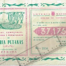 Lotería Nacional: 1955 MARIA PETANAS FRUTAS, COMESTIBLES, TOCINERÍA Y PESCA SALADA PARTICIPACIÓN LOTERÍA NACIONAL. Lote 353533233