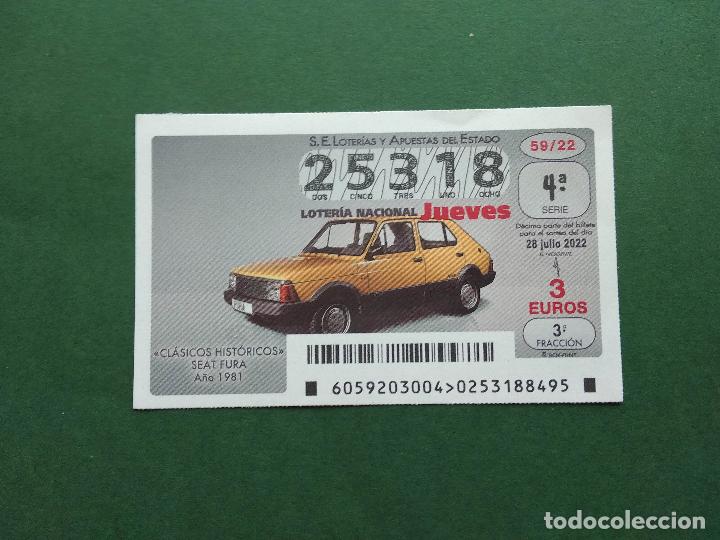 Loter&iacute;a nacional: DECIMO DE LOTERIA NACIONAL A&Ntilde;O 2022 COCHES CLASICOS HISTORICOS SORTEO N&ordm; 59 SEAT FURA