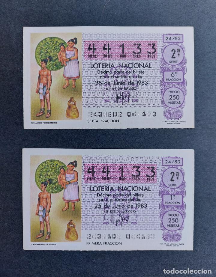 National Spanish Lottery: 2 D&Eacute;CIMOS LOTER&Iacute;A NACIONAL - N&ordm; 44133 - Serie: 2&ordf; - Fracciones 1&ordf; Y 6&ordf; - Sorteo: 25/06/1983