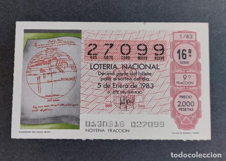 National Spanish Lottery: D&Eacute;CIMO LOTER&Iacute;A NACIONAL - N&ordm; 27099 - Serie: 16&ordf; - Fracci&oacute;n 9&ordf; - Sorteo: 06/01/1983