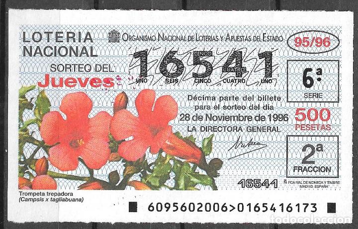 Loter&iacute;a Nacional: LOTERIA DEL JUEVES,TROMPETA TREPADORA,28/11/1996.