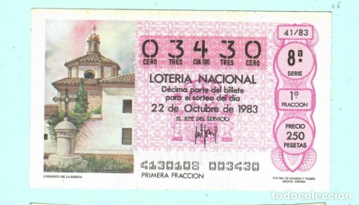 National Spanish Lottery: LOTER&Iacute;A NACIONAL - 22 DE Octubre DE 1983 - N&Uacute;MERO CAPIC&Uacute;A - 03430