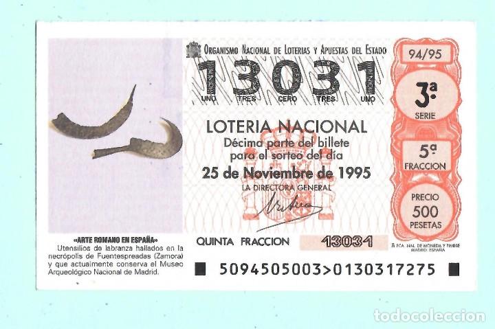 National Spanish Lottery: LOTER&Iacute;A NACIONAL - 29 DE Noviembre DE 1995 - N&Uacute;MERO CAPIC&Uacute;A - 13031